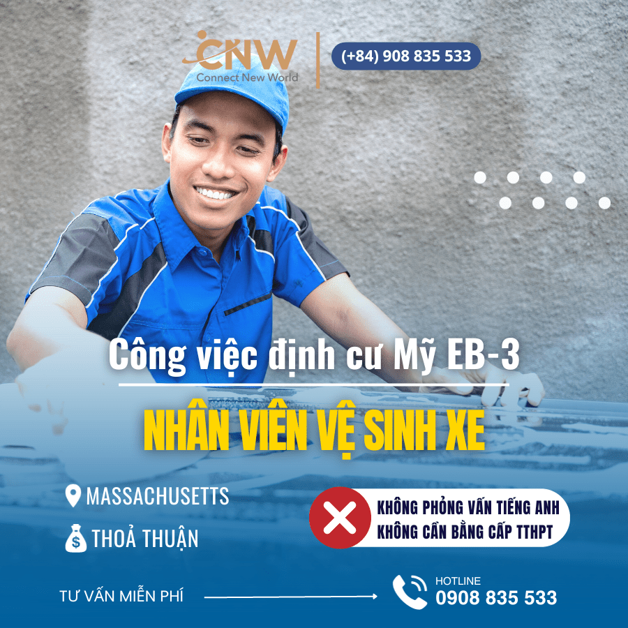 định cư Mỹ EB3 thành công - nhân viên vệ sinh xe
