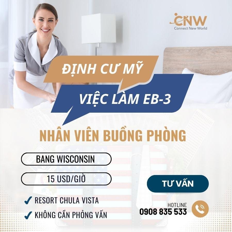 Việc làm EB-3 2024 - Nhân viên buồng phòng khu resort